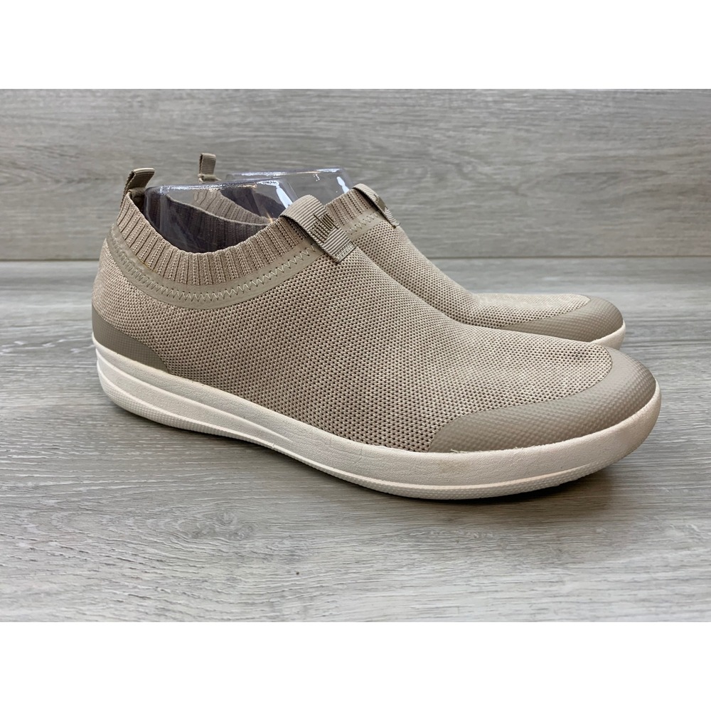 FitFlop Women's Slip On Sneakers Beige Knit 10 Casual Comfort Shoes